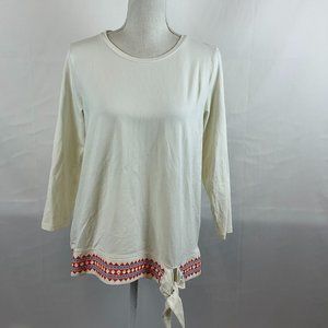 Women's Cream Top with Red Accents